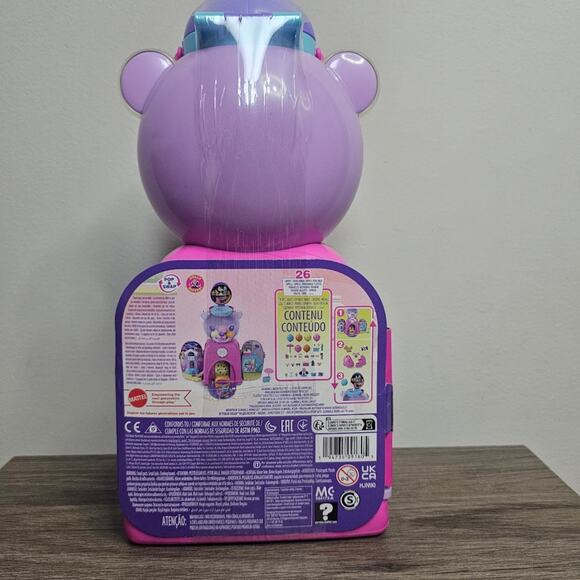 Mattel Polly Pocket Gumball Bear Playset 2 Micro Dolls 26 Accessories NWT - Picture 2 of 8
